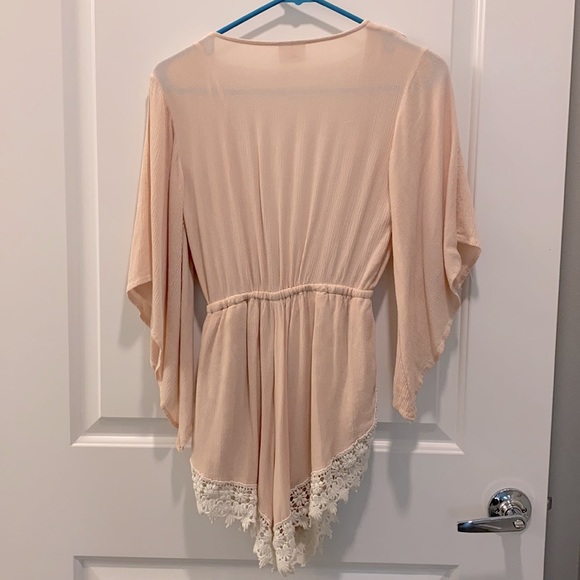 Peach Crochet Lace Romper - Picture 4 of 4